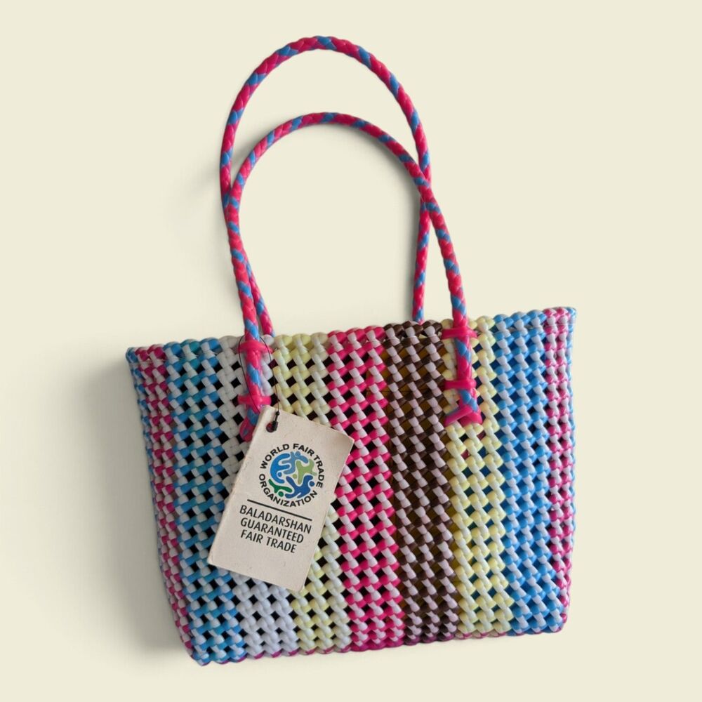 Baladarshan Fair Trade Woven Recycled Plastic Tote Bag Handmade India